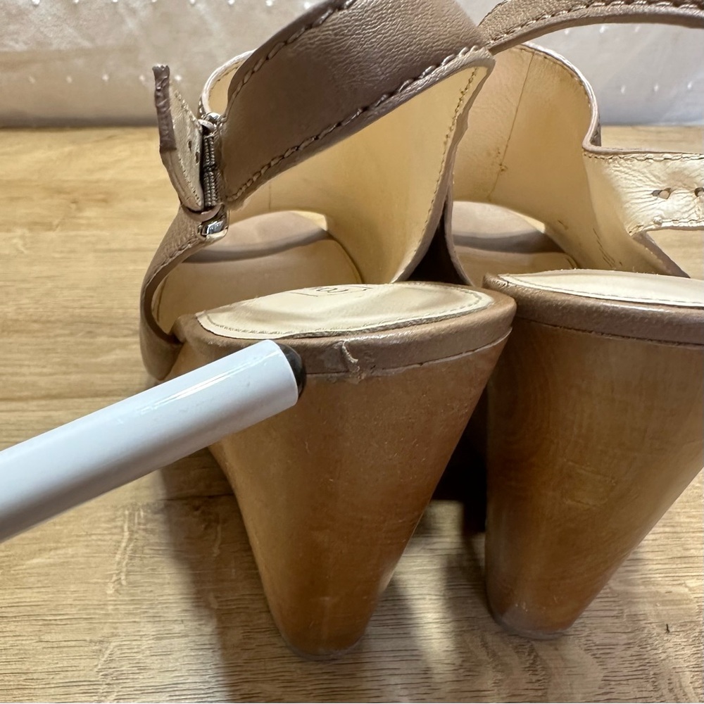 Coach Jade Leather Wedge Open Toe Slingback Sandal - Picture 13 of 13